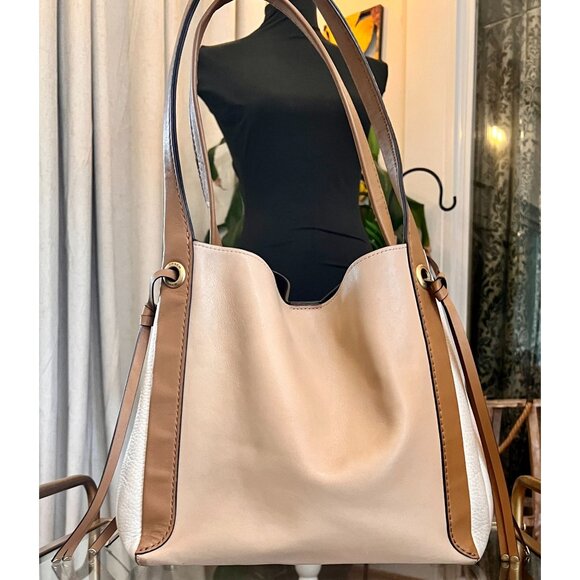 Coach Soft Pebbled White and Tan Harmony Hobo Handbag - Picture 3 of 15